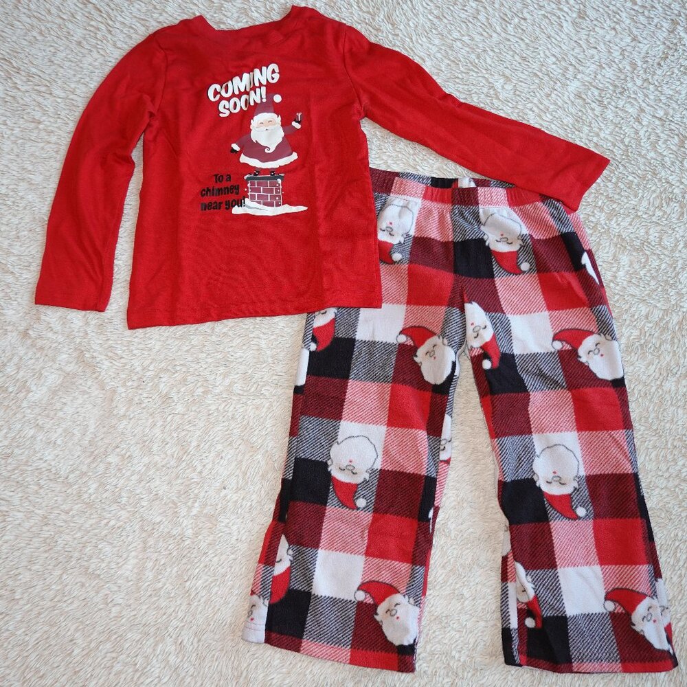 Boys Size 4 Christmas Pajama Set - Santa Coming Soon to a Chimney Near You
